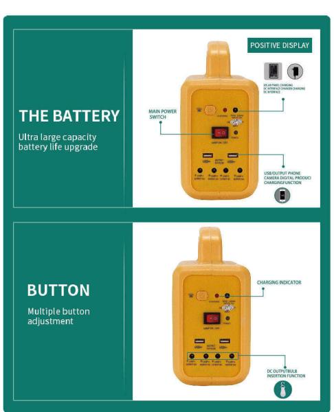 12v 7000mAh Small Solar Lighting System With 3 Led Bulb Kit And Mp3 FM Radio