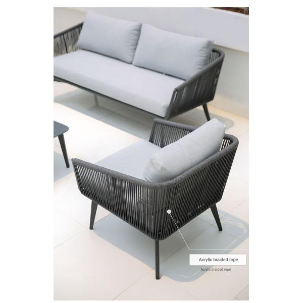 Outdoor Furniture Sofa Set Woven Rope And Aluminum 1+2+3 Seats Garden Sofa