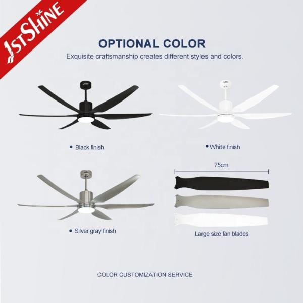 Ventilador de teto de iluminação LED de alta velocidade de 66 com motor de CC de cobre puro e 6 lâminas ABS