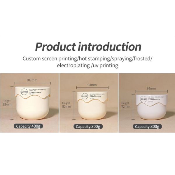 200g de luxe Jarron de crème blanche en PP à vide Jarron à vis blanc 300 ml Capacité pour les soins de la peau Cosmétiques Jarron de gommage du corps