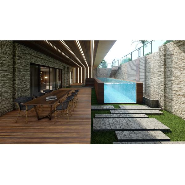 Custom Easy To Install Swimming Pool with Acrylic Window and Wood Plastic Board Color
