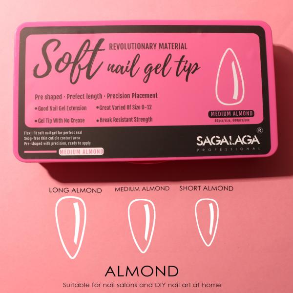 Long Coffin Soft Gel Almond Nail Extension Tips 500pcs Back Box Ballerina Square Fake Tips Nails XXL Tips for Home DIY
