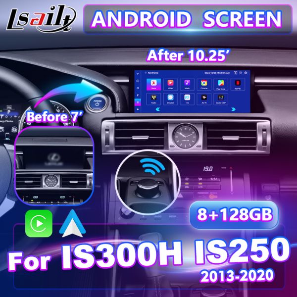 Lsailt 10.25 Inch Android Carplay Multimedia Screen for 2013-2020 Lexus IS Knob IS250 IS200t IS300 IS300h IS350