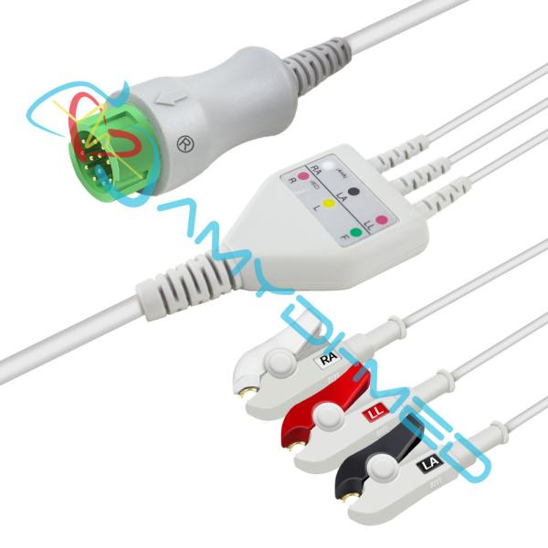 3 Lead ECG Cables And Leadwires Gray TPU Material For Comen C30 ECG Monitor