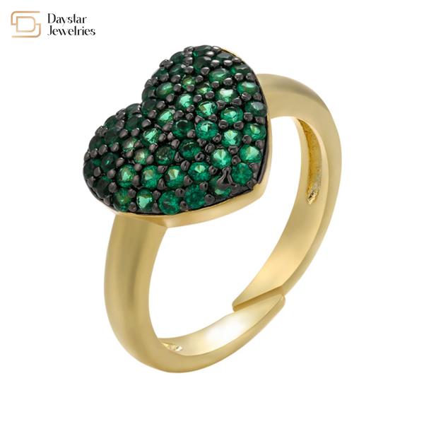 18k Gold Plated Heart Diamond Rings Opening Adjustable Colorful Zircon