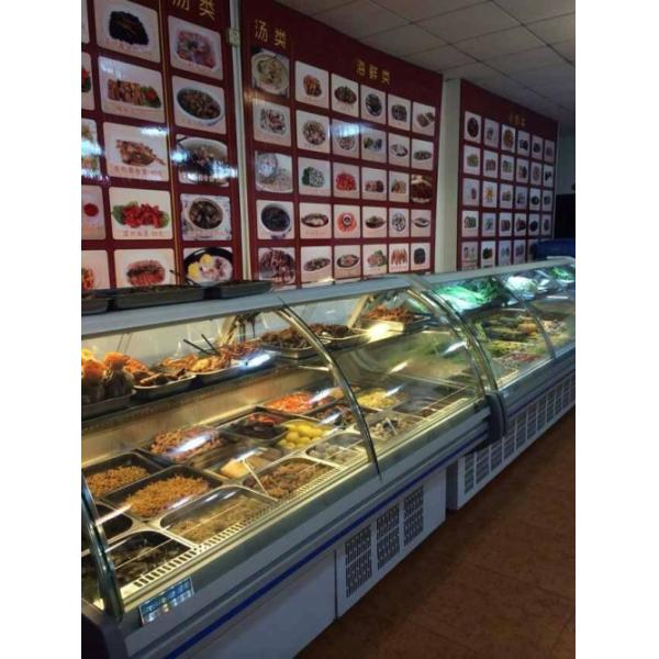 Поднимите вверх изогнутый стеклянный охладитель дисплея холодильника/мяса дисплея гастронома двери