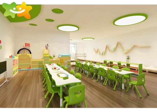 Aço empilhado amigável plástico dos PP do projeto de Eco da mobília de escola do jardim de infância da casa
