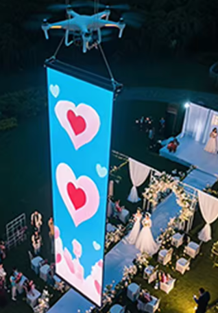 P15 Smart Control IP68 LED Drone Screen Programmable Flexible Tranceparent Screen for Concert Shows Flag Logo Display Weddings and Birthday Parties