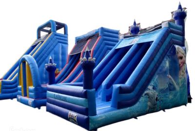 New Arrival inflatable blue dry slide for rental, outdoor inflatable two lane slide for kids