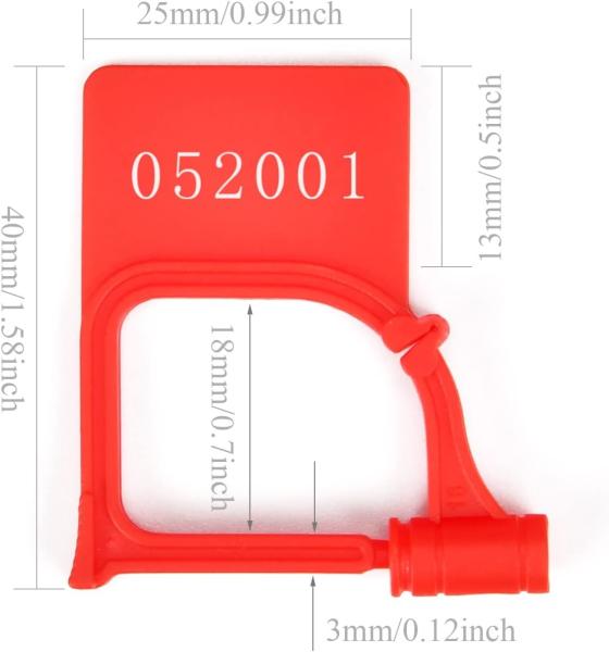 Plastic Security Padlock Seal Numbered Tamper Evident Disposable Lock For Luggage Bag Clothes (Red, 100 Pcs)
