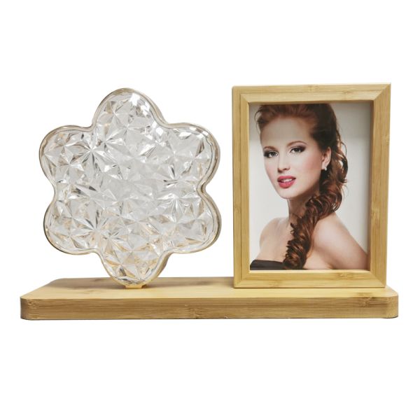 Blank Sublimation Night Lamp Bamboo Photo Frame With USB For DIY Printing
