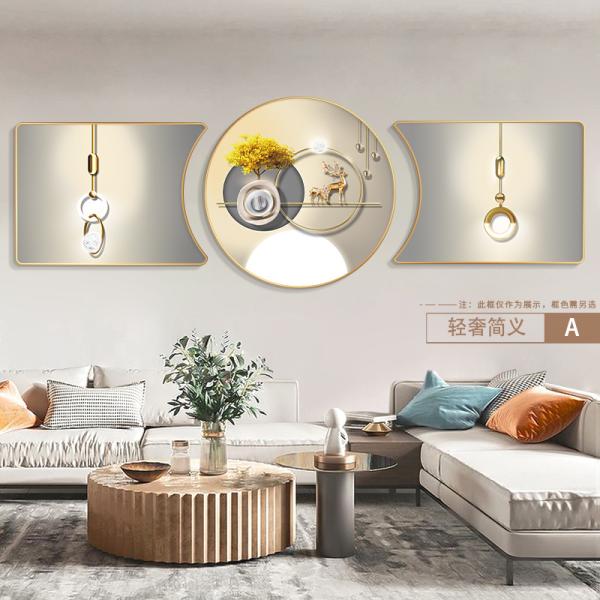 Waterproof Canvas Crystal Porcelain Painting 3 Pieces Fortune Tree Elk For Home Hotel Decor