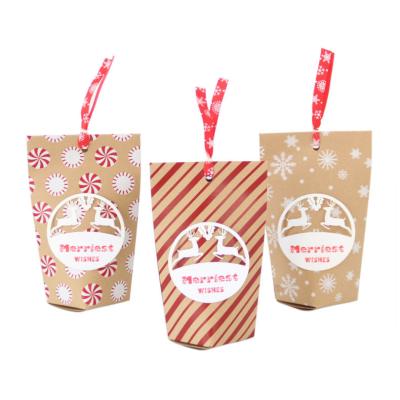 Vintage Christmas Disposable Kraft Paper Christmas Bags 10*7*16cm