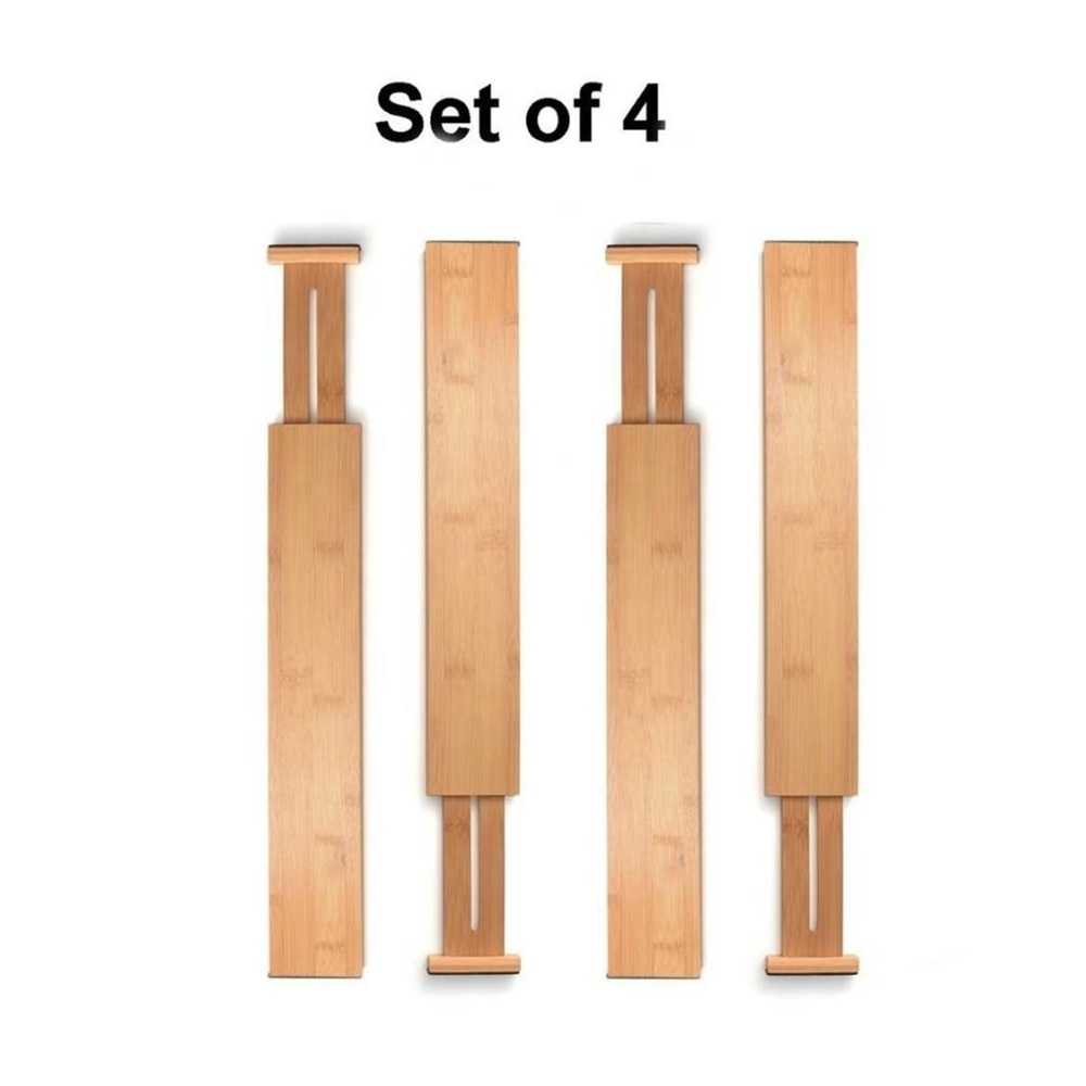 Adjustable Expandable Bamboo Drawer Divider Organizer Kitchenware Tool