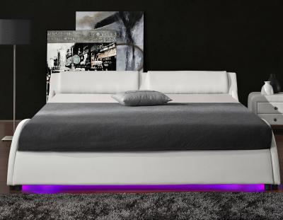 Cuero tapizado tamaño doble de la PU de la plataforma del marco de la cama de la luz de 2 LED