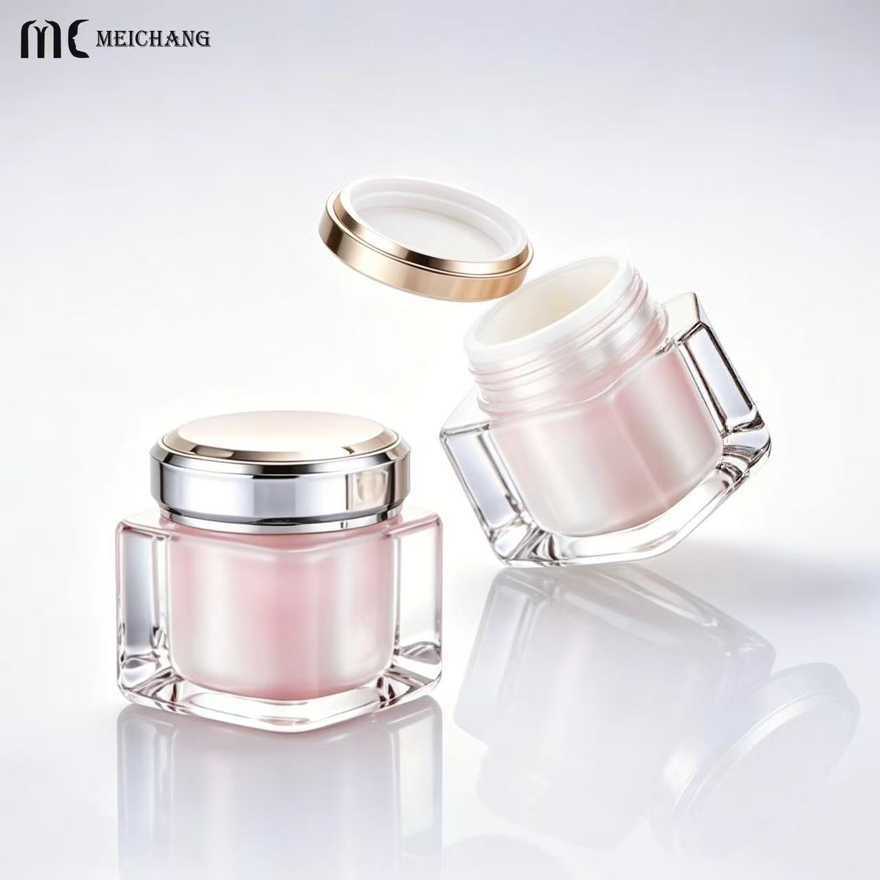 50g Double-Wall Crystal-Effect Square Cream Jar for Premium Skincare Packaging(MC-Y-570)