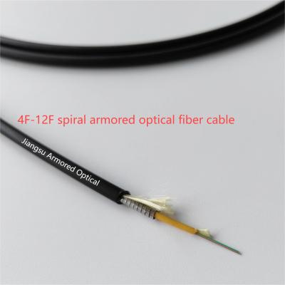 4F-12F 5.0mm Spiral Micro Armored Fiber Cable Black LSZH Jacket FTTH Rodent Resistant