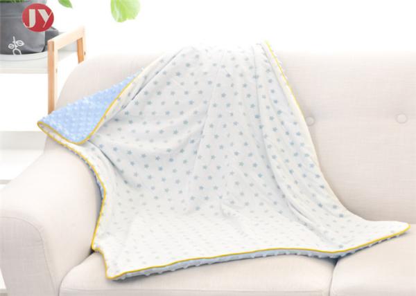 Print Cotton Bamboo Baby Blankets , Double Layer Muslin Blanket With Dot Fleece Backing