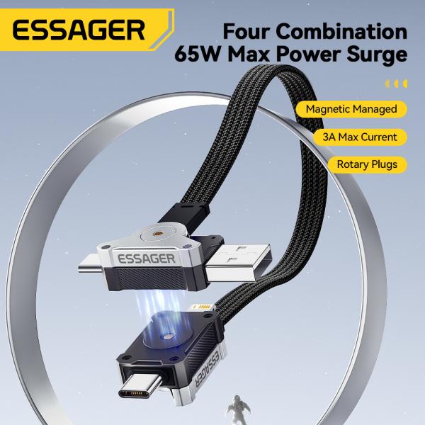 ESSAGER ES-X63 Series 4 in 1 QC PD USB A/C to USB C/L Charging Data Cable