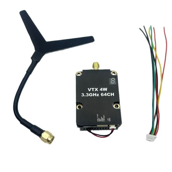 Industrial-grade 64CH VTX Transmitter (Pit/2W/4W) with IRC, 7-26V Input & Universal Mounting for Inspection Drones