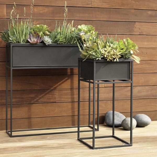 Factory Outlet Metal Flower Box Set Outdoor Galvanized Steel Planter Customized Color Size Flower Pot Big Standing Plant