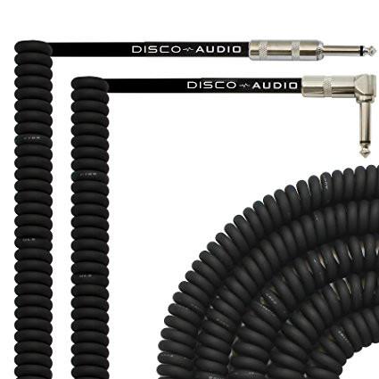 CE Audio Link Cable , 20 Foot Curly Guitar Instrument Cable Right Angle 1/4 Inch TS to Straight