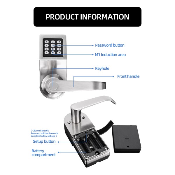 Wholesale Price High Quality Mobile TTLOCK Application Durable Granular Digital Button Swipe Card Password Door Lock