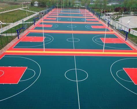 Blue PP Interlocking Sports Flooring 12mm Outdoor Basketball Court Tiles