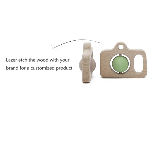 Food Grade Wood SGS Silicone Baby Rattle Sensory Teething Toys