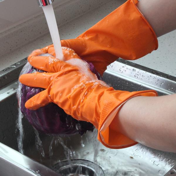 Durable Dip Flocklined Rubber Gloves Latex Gloves For Household Kitchen Use