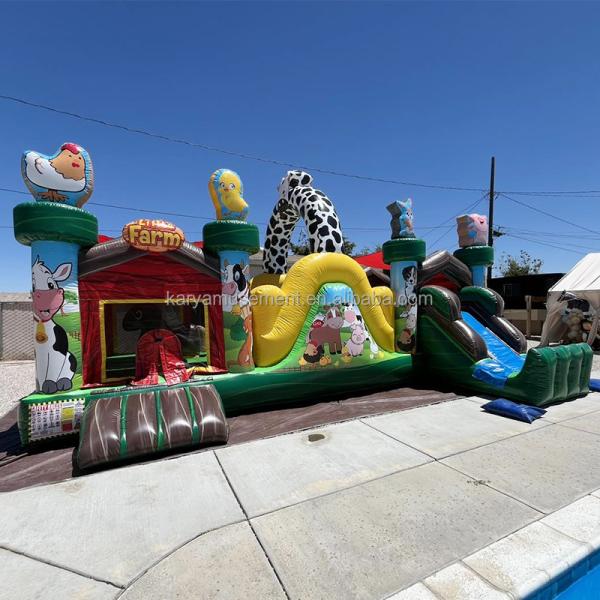Indoor and Outdoor Fun Commercial PVC Inflatable Farm Animal Bouncy Castle with Slide