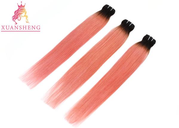 Pretty Pink Color Custom Made Human Hair Wigs / Weave Straight Pink Hair Bundles