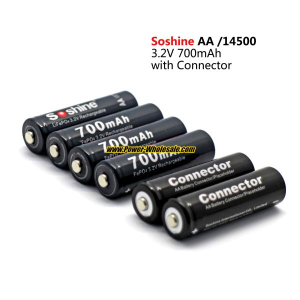 Soshine 3.2V LiFePO4 AA / 14500 700mAh battery, excellent for flashlight, power tools