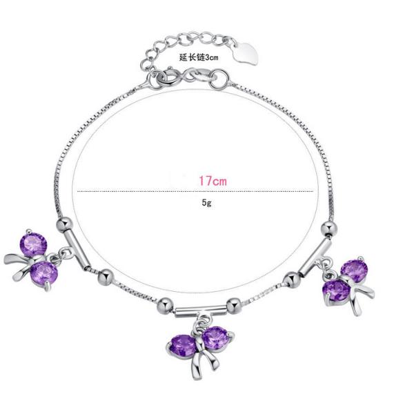 S925 silver bracelet Korean cute bow silver diamond jewelry to send his girlfriend a gift