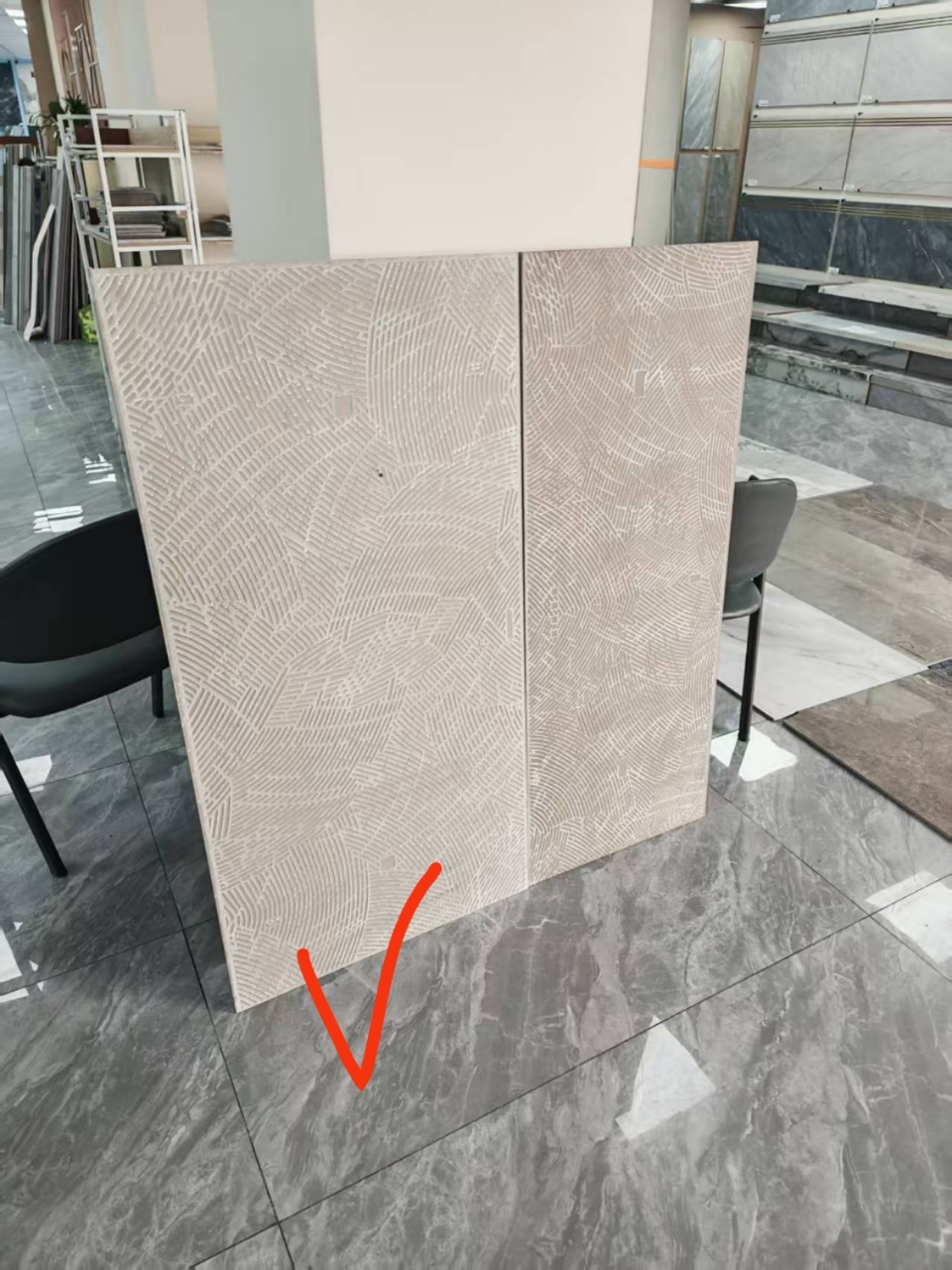 Wear-resistant Gray Beige Carrara 470x1200mm Super White Body Polished Glazed Ceramic Staircases Step and Riser For Renovation