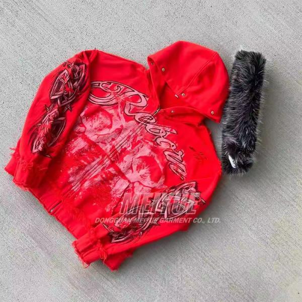 Customévete de sudadera con capucha de ácido Vintage Vintage Distresa Digital Condemo Capota Drop de hombro Hombras extraíbles Coloque con capucha con capucha con capucha