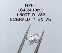 Esmeralda 1,5 Ct Diamante de laboratório D VS2 VG HPHT Diamante