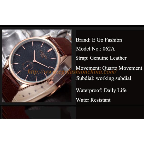 062A Rose Gold Watch Working Subdial Leather Watch Quartz Analog Watches Unisex Men Watch