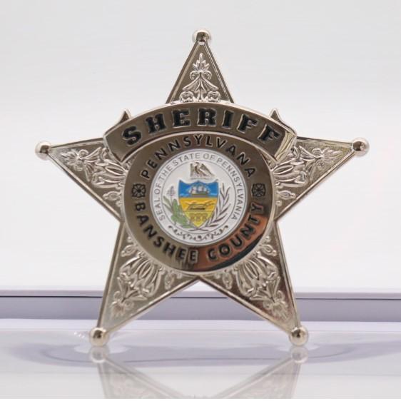 2.75inch Shinny Silver Plating Custom police badge with custom logo