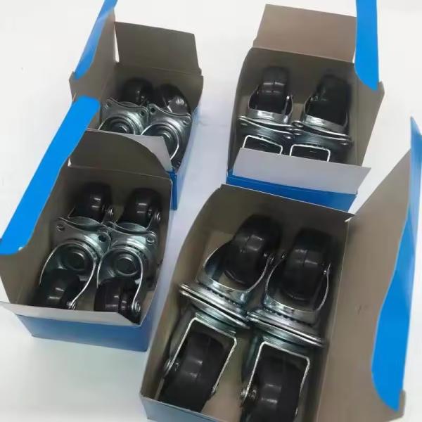 Black Light Duty Caster Wheels 3 Inch Rubber Caster Wheels 75mm Rotating Smooth Running