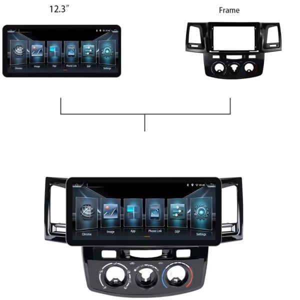 Touch Screen 12.3 Inch Car Video Android 12 Multimedia For Toyota Fortuner