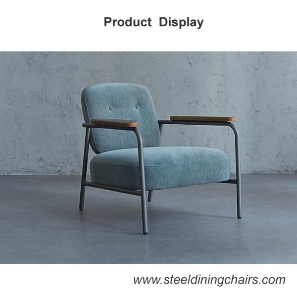 Solid Ash Wood Black Steel frame Armrest Leisure Lounge Accent Chair