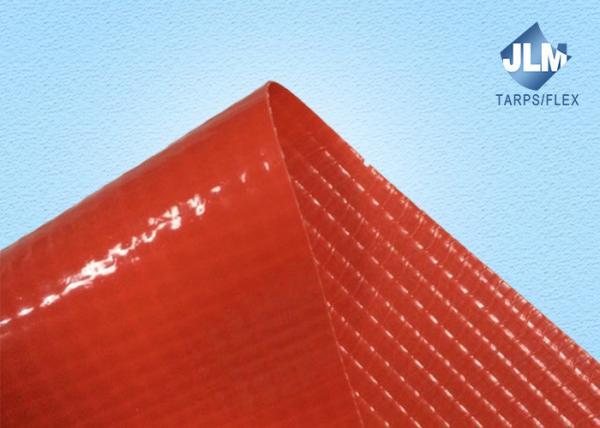 Red PVC Coated Tarpaulin Fabric Canvas UV Treatment High Tearing Strength