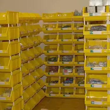 Stackable Warehouse Storage Crates Plastic Shelf Bin Boxes For Part Bins Heavy Duty Industrial Tool Part Storage Bin Stackable Plastic Bins Wall Mounted Warehouse Shelf Screw Bins