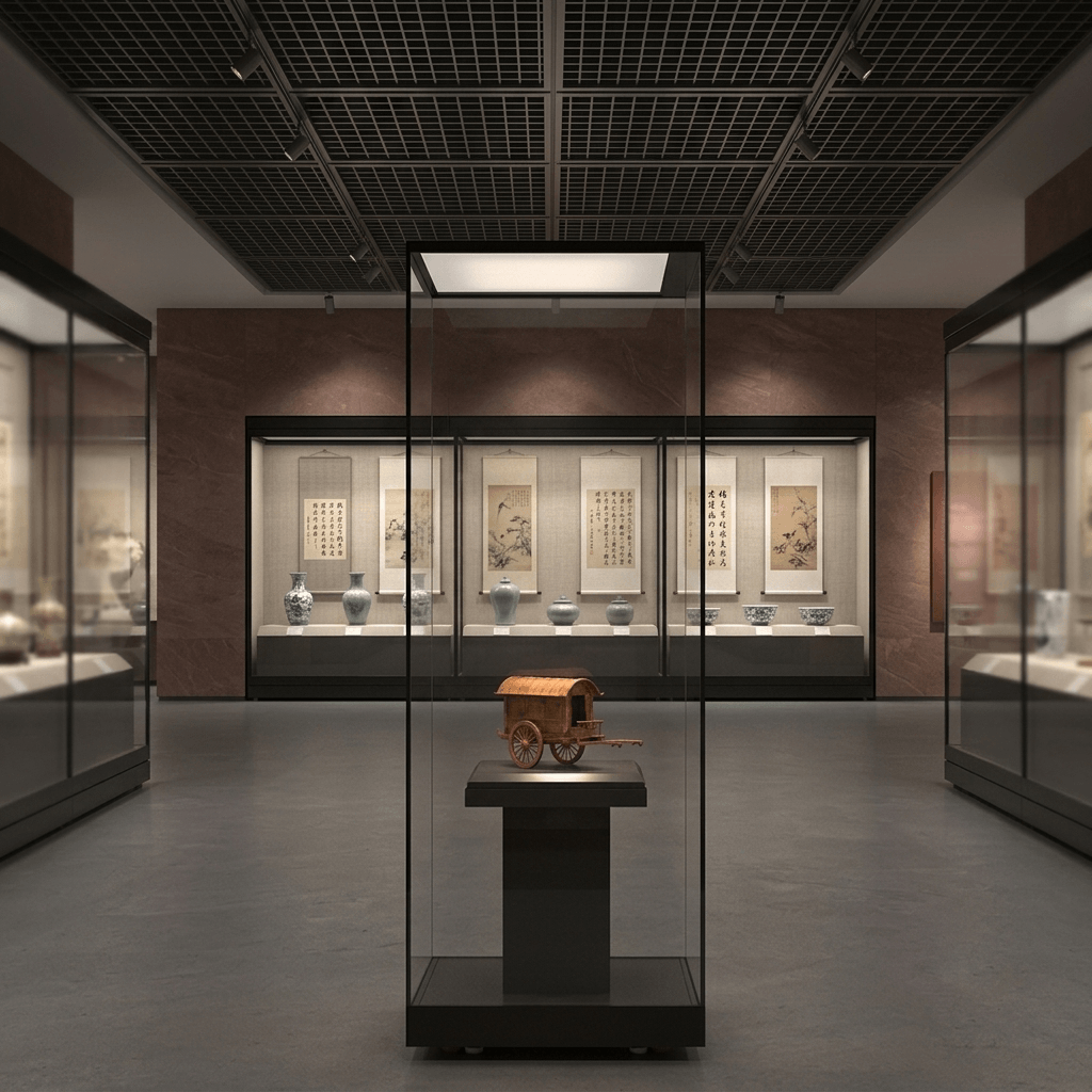 Space-Saving Frameless Glass Display Cabinet Artifact Showcase for Antique Collections