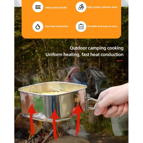 Lightweight Backpacking Outdoor Kitchen Picnic Pot Pan Stainless Steel 6 PCS Camping Cookware Set For Out Door Hiking