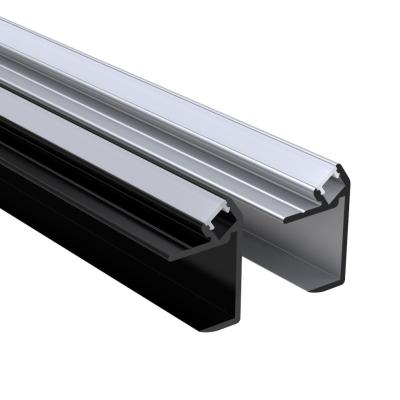 Perfil de LED de canto de drywall, canal de tira de LED de 45 graus cor preta prata