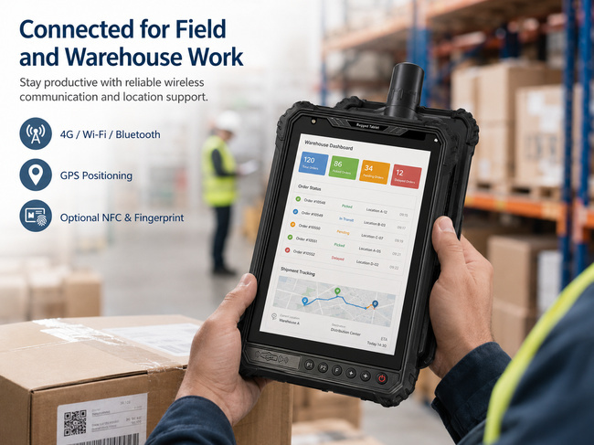 IP65 Rugged Tablet 8 Inch with Large Battery for Warehouse Stock and Logistics Tasks
