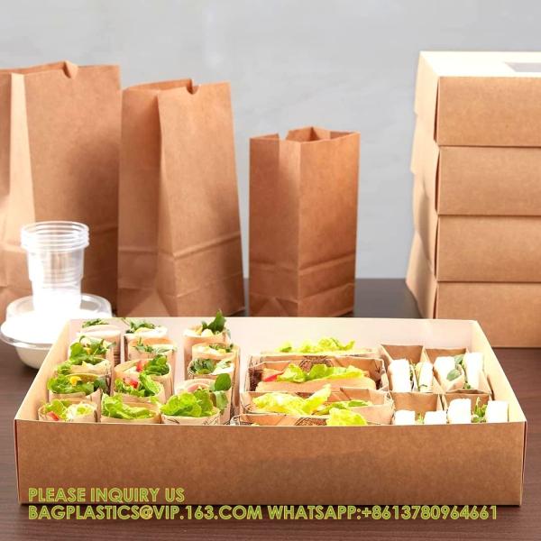Catering Boxes-Cover With Window, Side Lock, Kraft Paper Catering Food Containers, Recyclable, Inserts Sold Sep