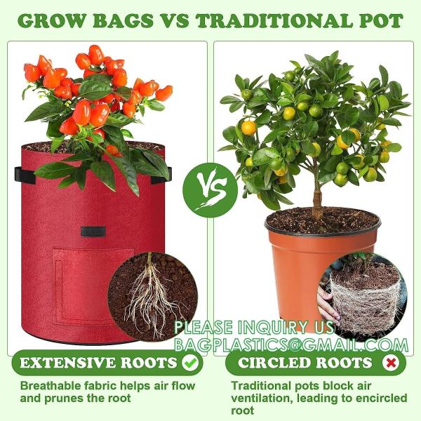 Potato Grow Bags, 4 Pack 10 Gallon With Flap And Handles Planter Pots For Onion, Fruits, Tomato, Carrot - Green